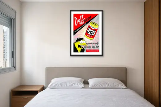 Pôster Duff Beer e Barney Gumble emoldurado na parede: quarto de casal