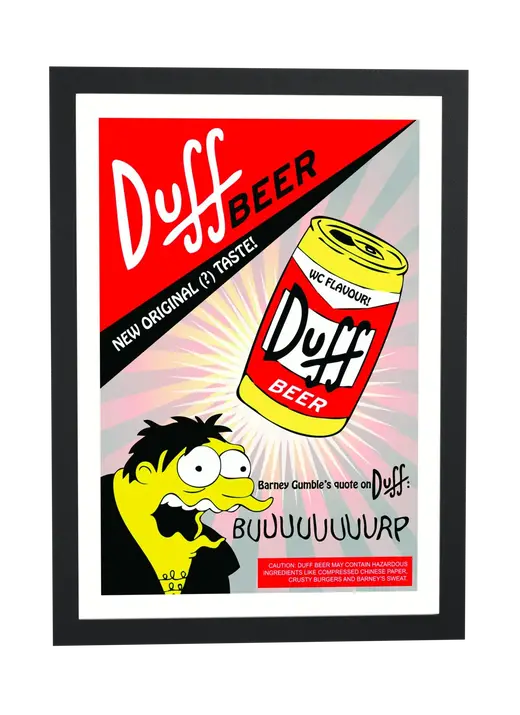 Pôster Duff Beer e Barney Gumble emoldurado