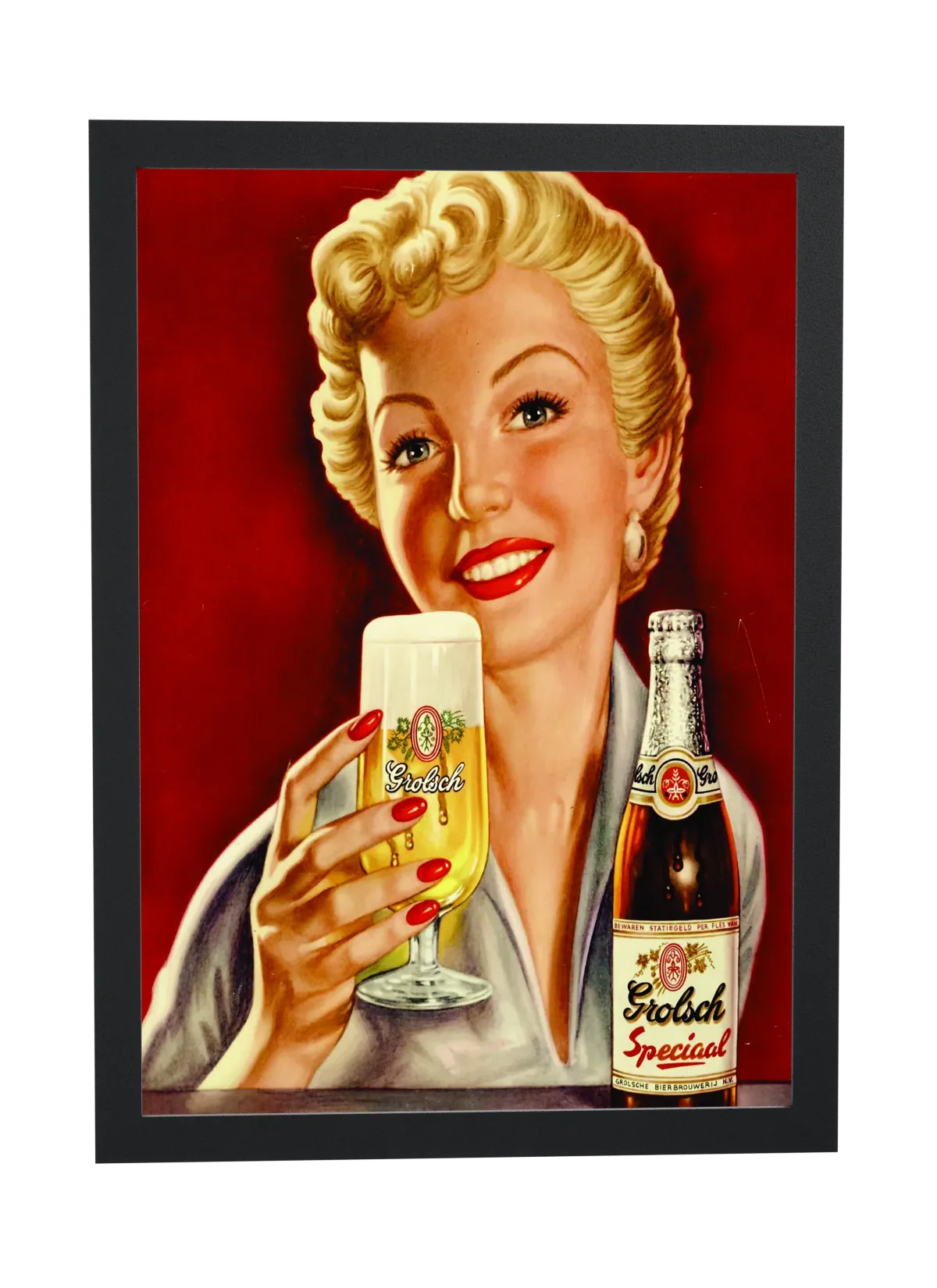 Pôster Loira com copo de Grolsch emoldurado