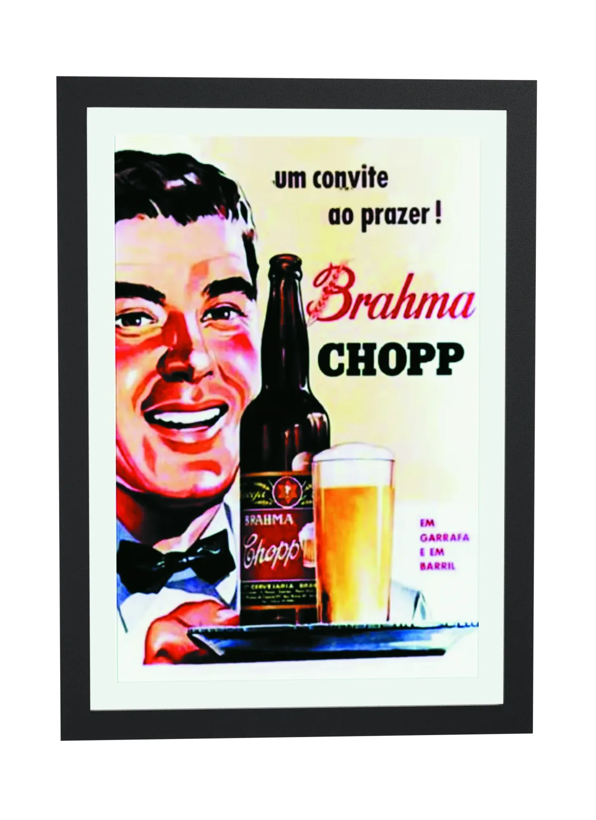 Pôster Garçom com bandeja de Brahma Chopp emoldurado