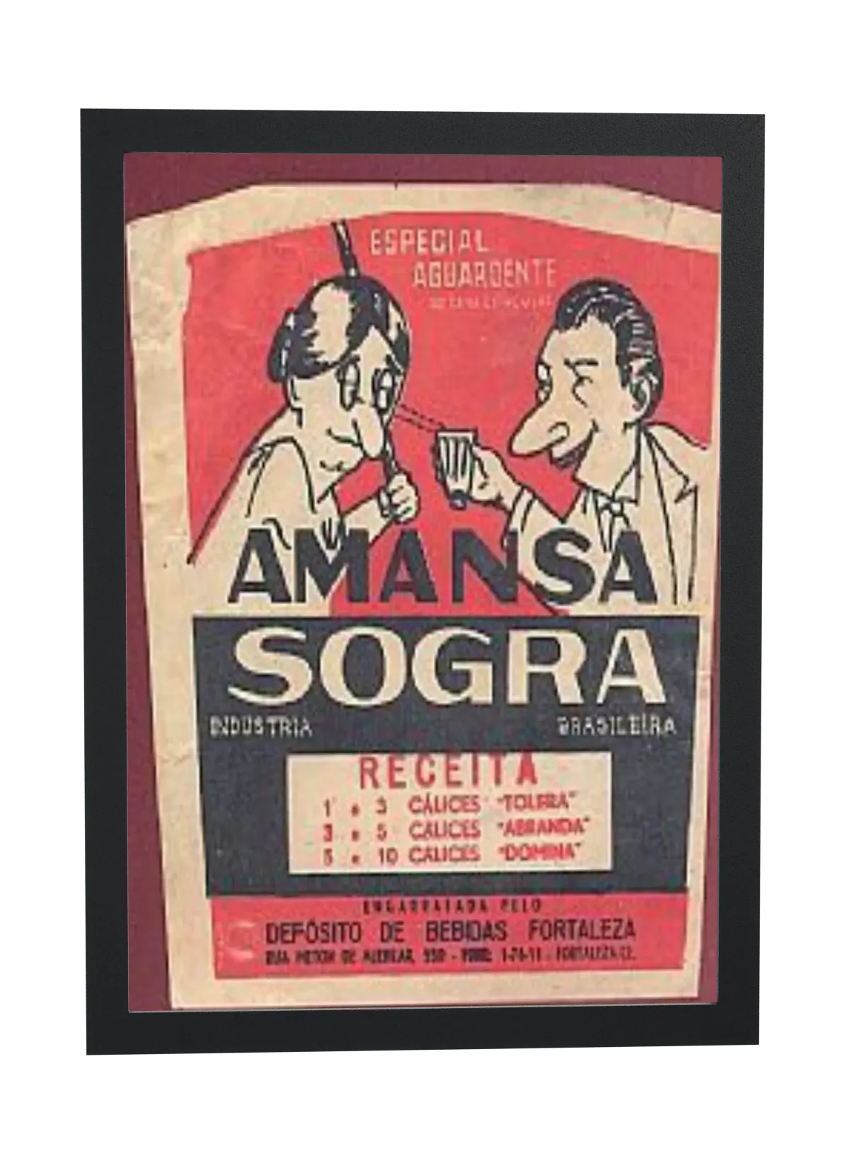 Pôster Amansa Sogra em rótulo antigo emoldurado