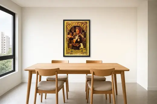 Pôster Garçom servindo Bohemia 1853 emoldurado na parede: sala de jantar