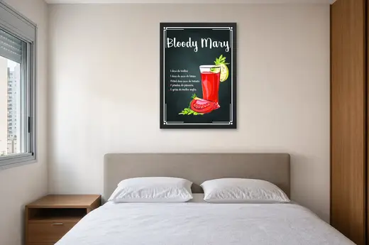 Pôster Receita de Bloody Mary na lousa emoldurado na parede: quarto de casal