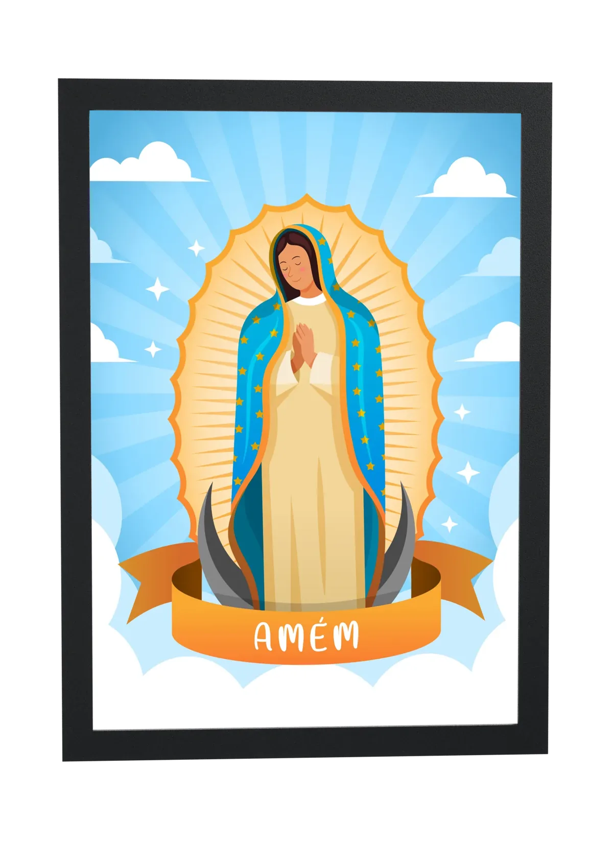 Pôster Nossa Senhora de Guadalupe em oração emoldurado