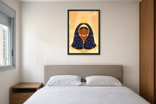 Pôster Aparecida fofa com coroa dourada emoldurado na parede: quarto de casal