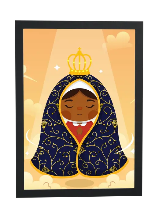 Pôster Aparecida fofa com coroa dourada emoldurado