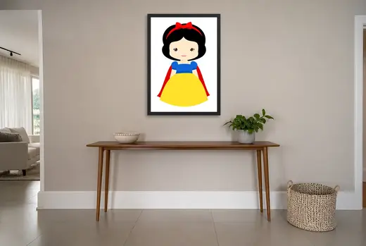 Pôster Branca de Neve fofa de laço emoldurado na parede: hall de entrada