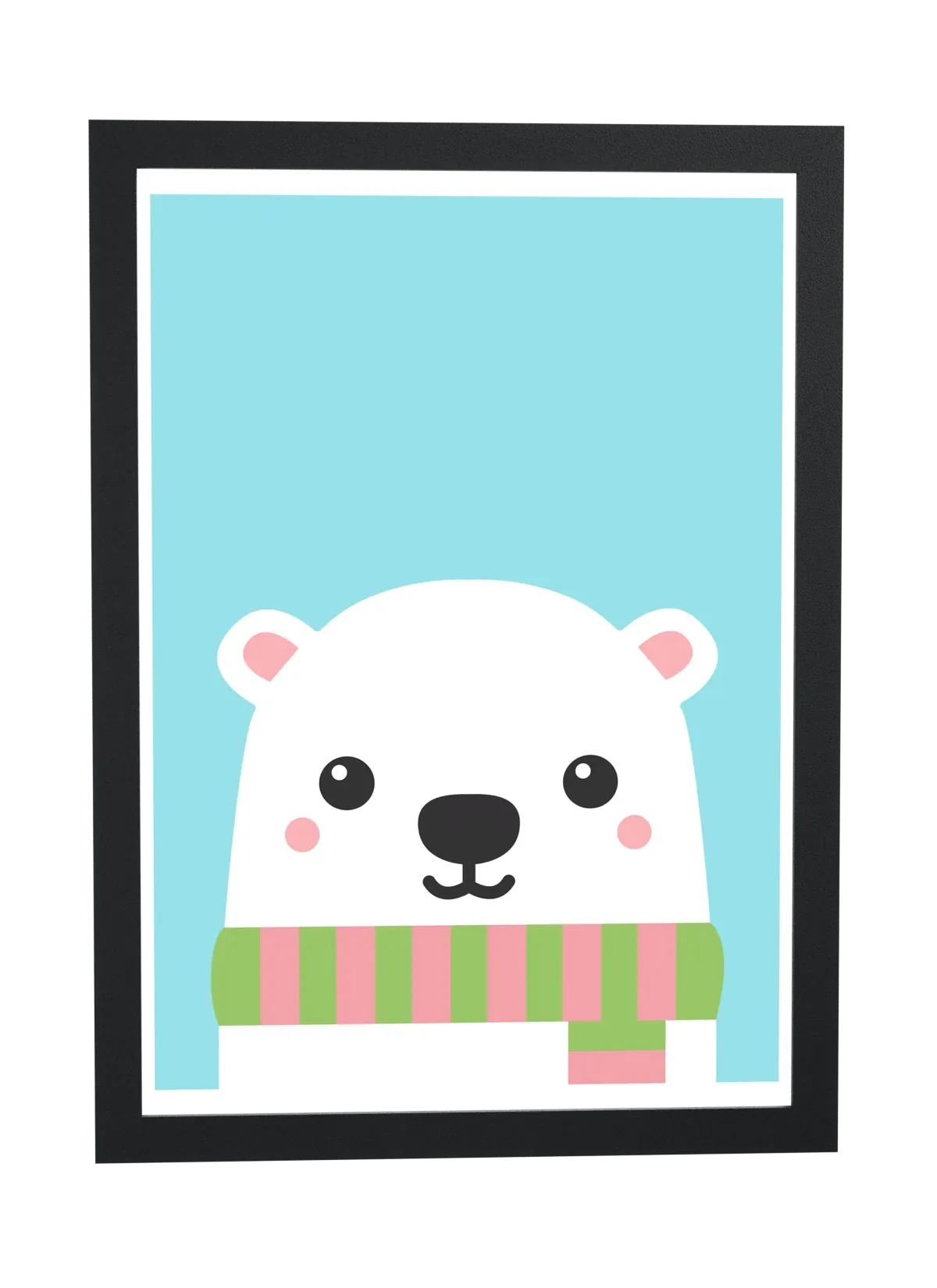 Pôster Urso-polar de cachecol listrado emoldurado