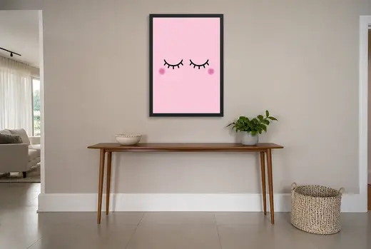 Pôster Olhos fechados e bochechas rosadas emoldurado na parede: hall de entrada