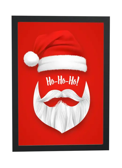 Pôster Gorro e barba de Papai Noel emoldurado