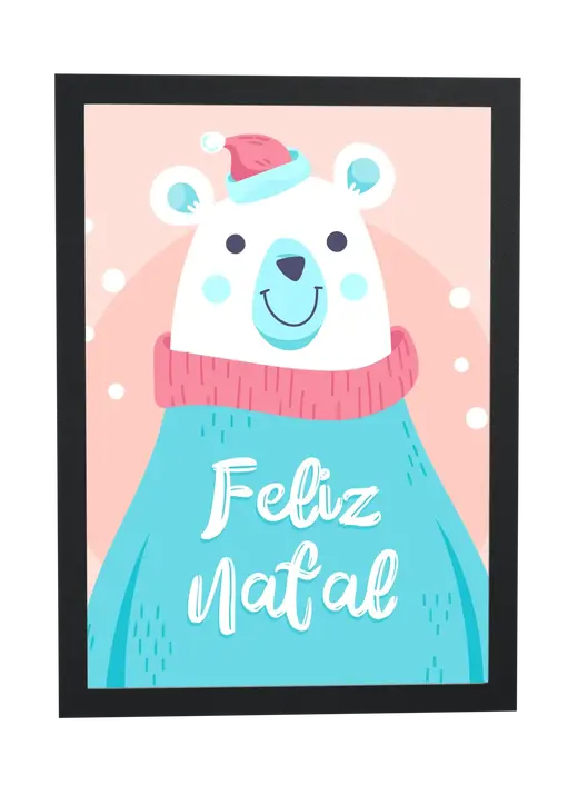 Pôster Urso-polar de suéter Feliz Natal emoldurado