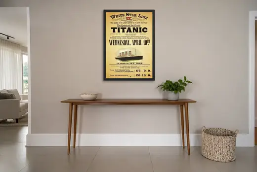 Pôster Titanic da White Star Line emoldurado na parede: hall de entrada
