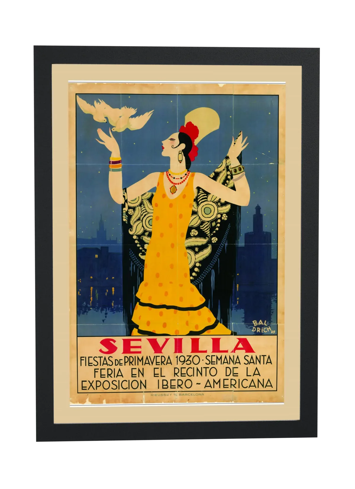 Pôster Sevilla Fiestas de Primavera 1930 emoldurado