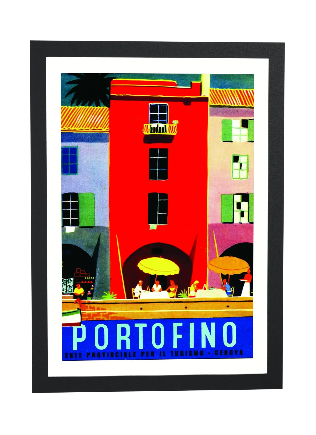 Pôster Casa vermelha de Portofino emoldurado