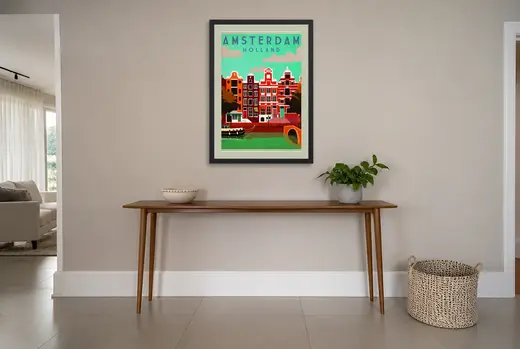 Pôster Casas de canal em Amsterdam emoldurado na parede: hall de entrada
