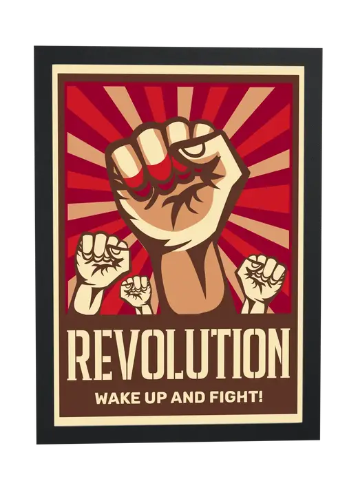 Pôster Revolution Wake up and fight emoldurado