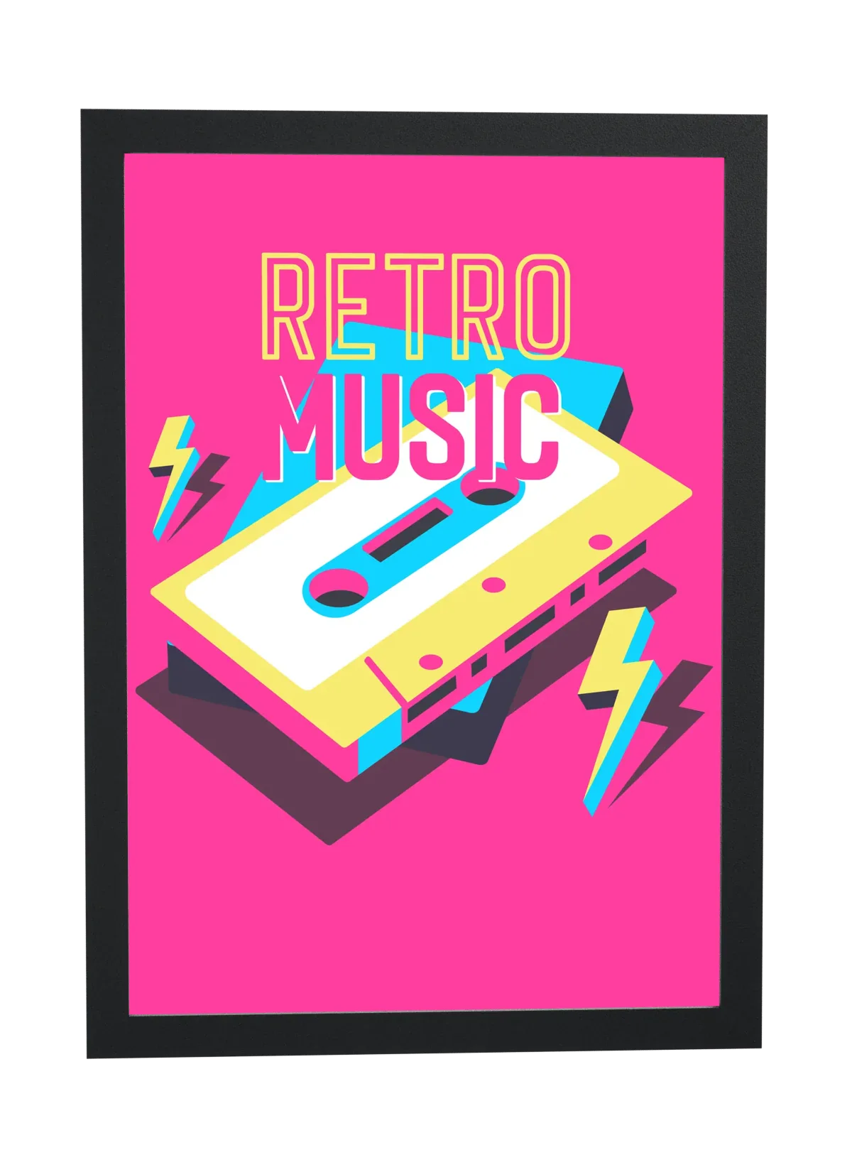 Pôster Fita cassete Retro Music emoldurado
