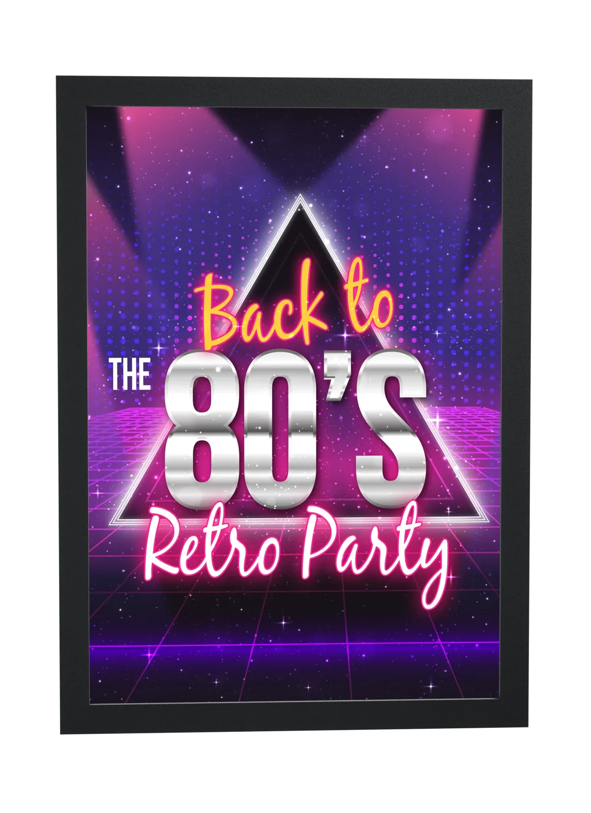 Pôster Back to the 80's Retro Party emoldurado