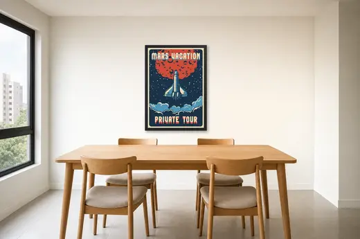 Pôster Mars Vacation Private Tour emoldurado na parede: sala de jantar