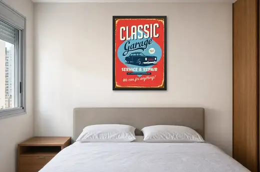 Pôster Classic Garage Service & Repair emoldurado na parede: quarto de casal