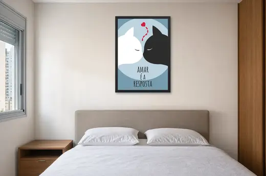 Pôster Amar é a resposta emoldurado na parede: quarto de casal