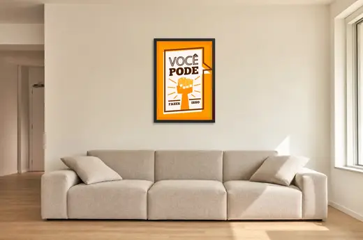 Pôster Você pode fazer isso emoldurado na parede: sala de estar ampla