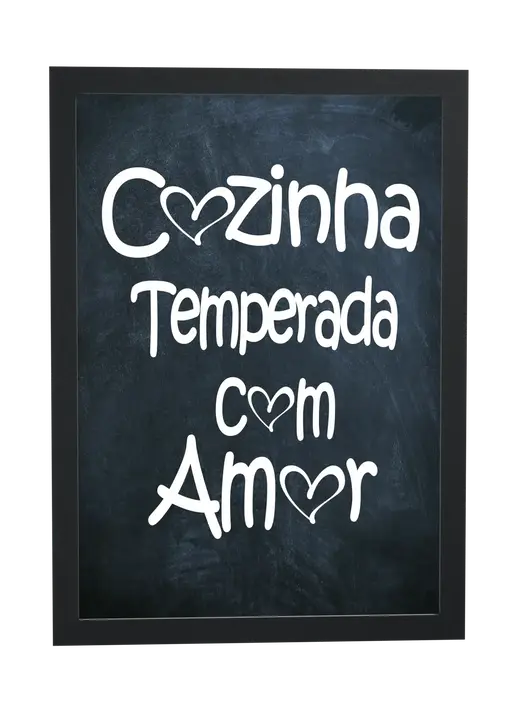 Pôster Cozinha temperada com amor emoldurado