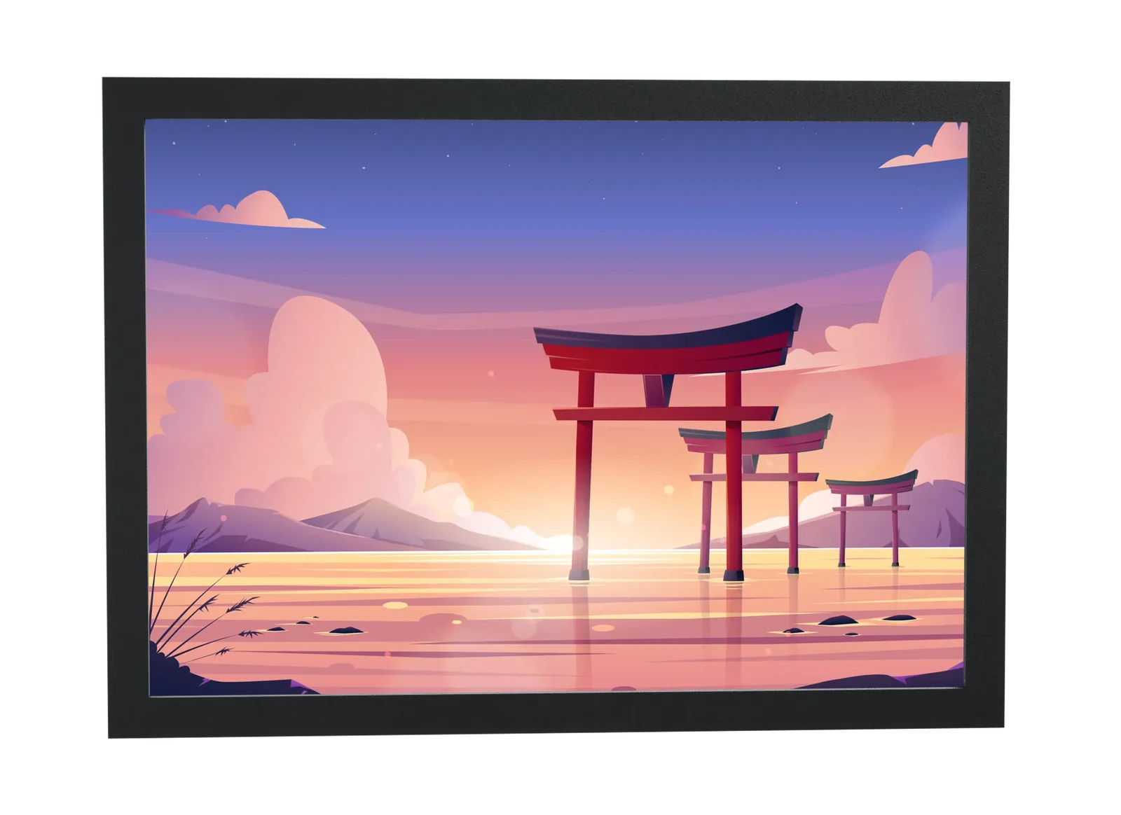 Pôster Portal torii ao entardecer emoldurado