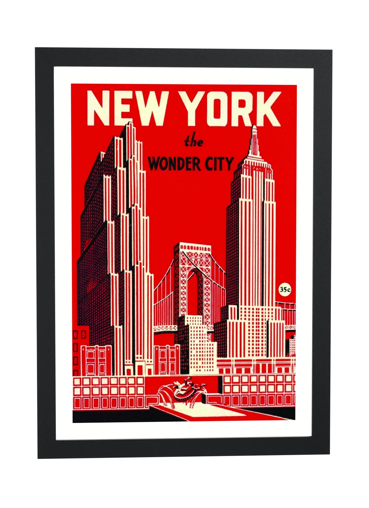 Pôster Skyline retrô de Nova York emoldurado