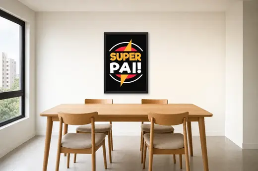 Pôster Super pai emoldurado na parede: sala de jantar
