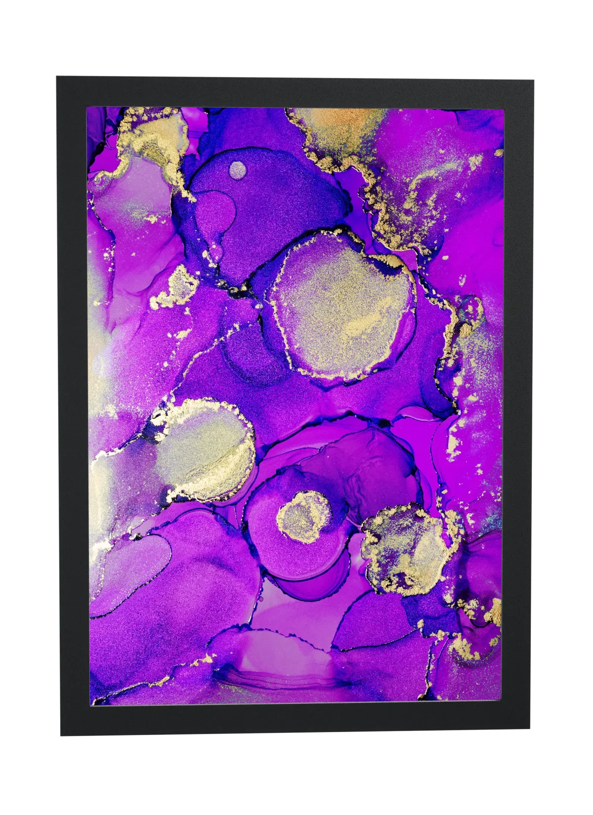 Pôster Roxo intenso com manchas douradas emoldurado