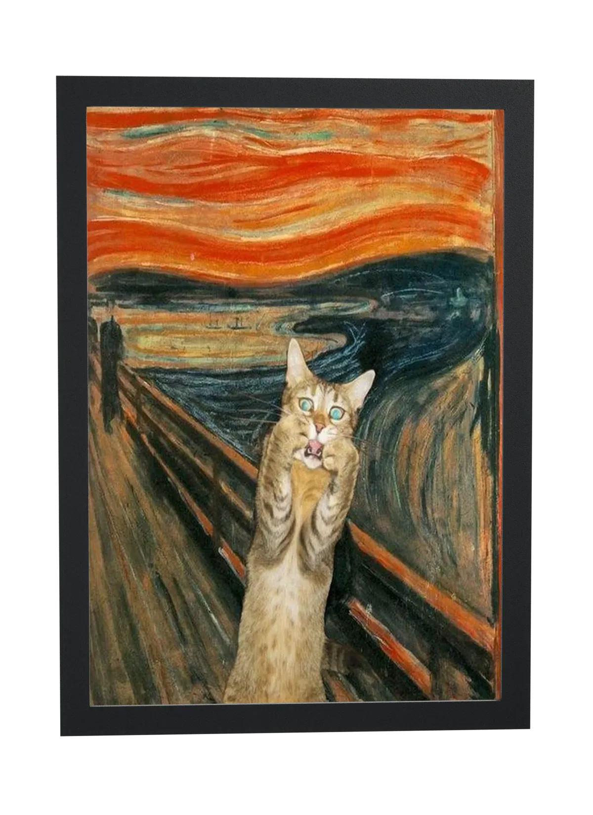Pôster Gato no quadro O Grito emoldurado