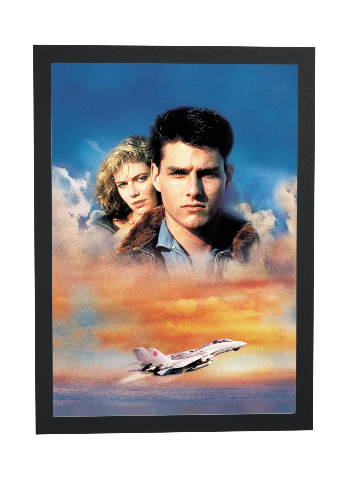 Pôster Top Gun (1986): caça no céu do entardecer emoldurado