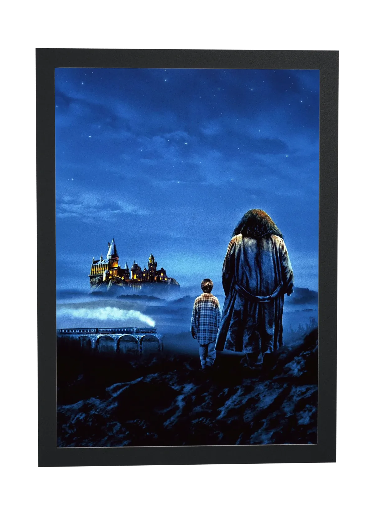 Pôster Harry Potter e a Pedra Filosofal (2001): Hagrid e Harry emoldurado