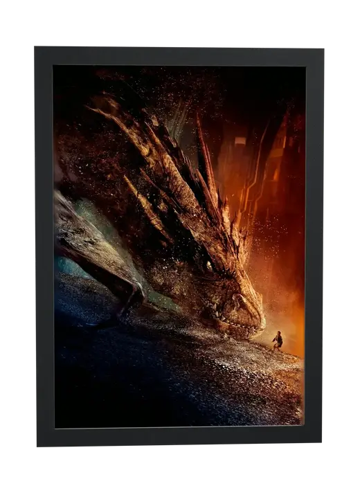 Pôster O Hobbit A Desolação de Smaug (2013): Bilbo diante do dragão emoldurado