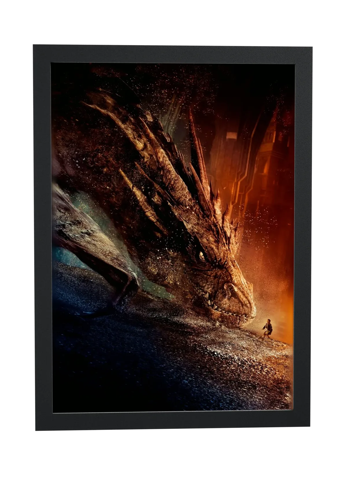 Pôster O Hobbit A Desolação de Smaug (2013): Bilbo diante do dragão emoldurado