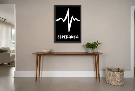 Pôster Esperança com linha do coração emoldurado na parede: hall de entrada