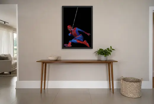 Pôster O Espetacular Homem-Aranha (2012): pendurado na teia emoldurado na parede: hall de entrada