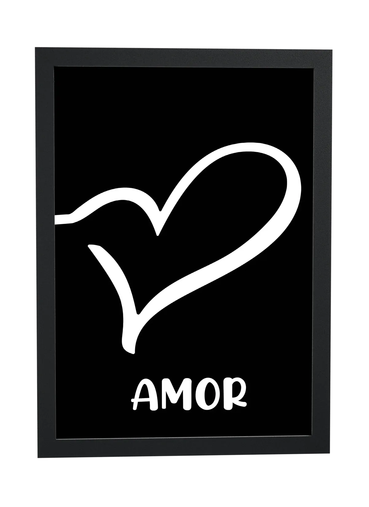 Pôster Amor com desenho de coração emoldurado