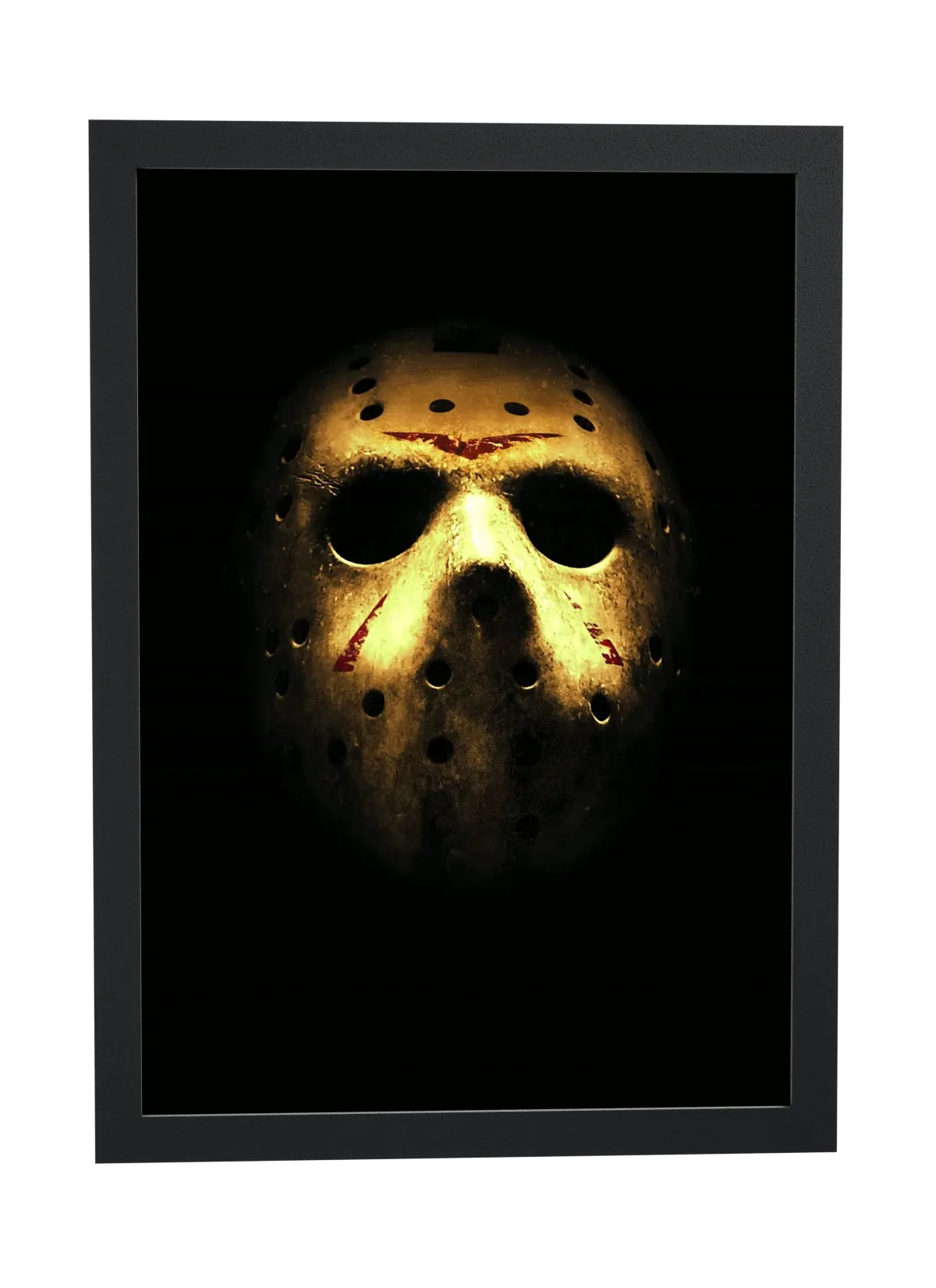 Pôster Sexta-Feira 13 (2009): máscara de Jason no escuro emoldurado