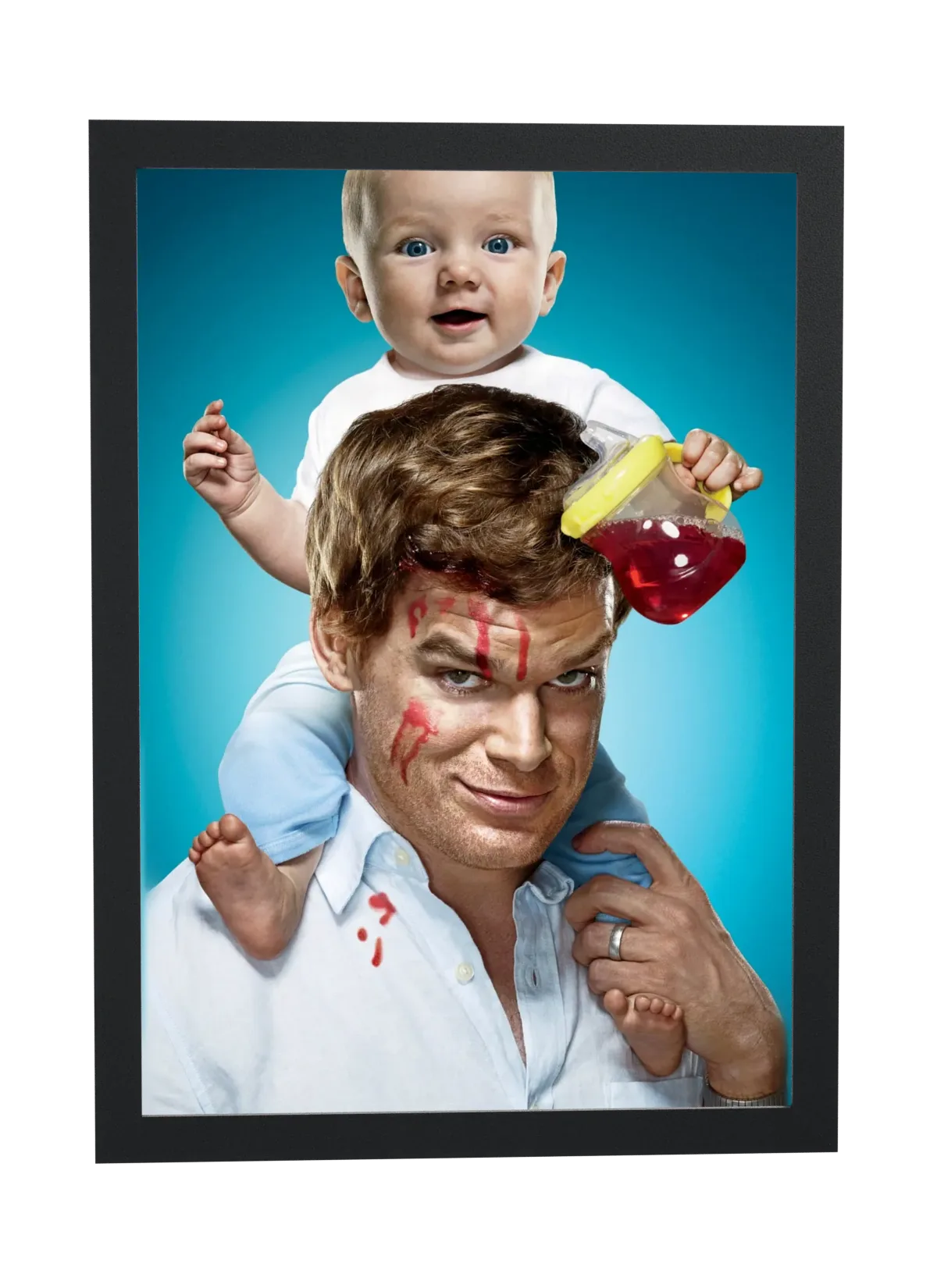 Pôster Dexter (2006): Dexter e o bebê Harrison emoldurado