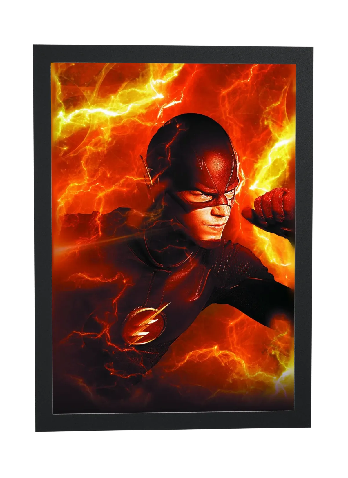 Pôster The Flash (2014): Barry Allen entre raios amarelos emoldurado