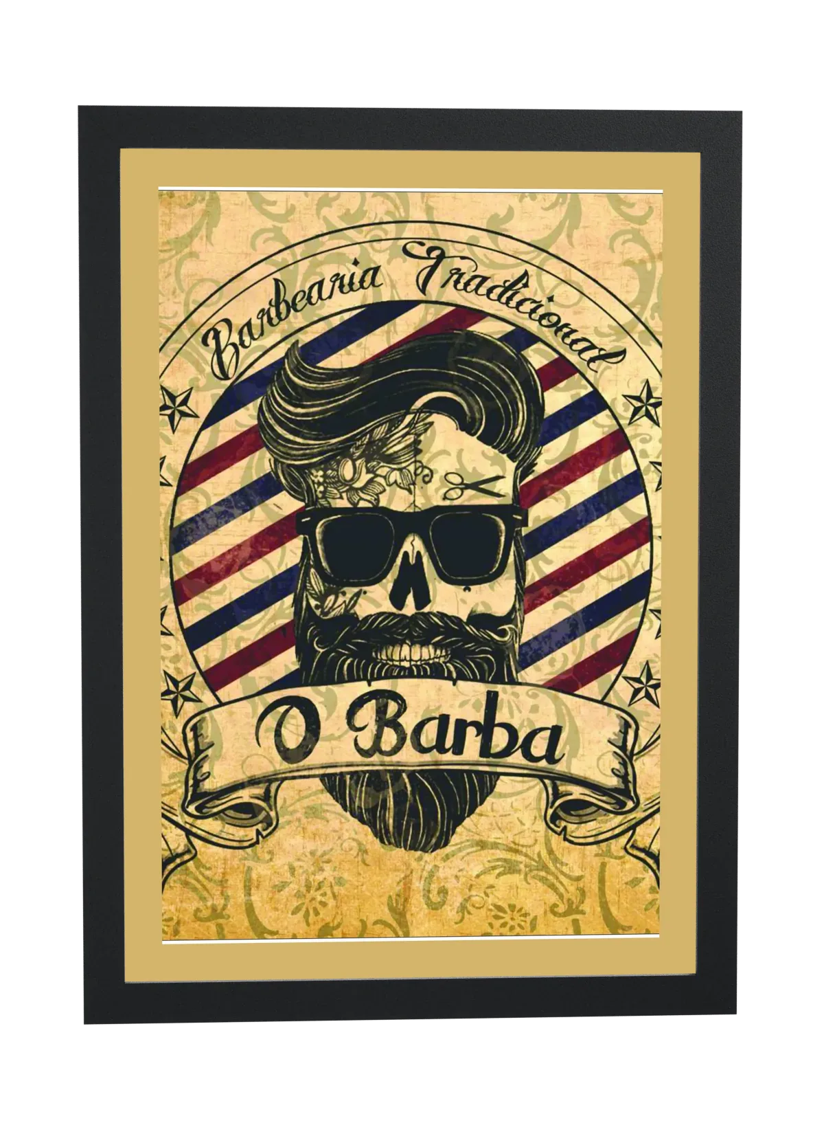 Pôster Barbearia Tradicional O Barba emoldurado