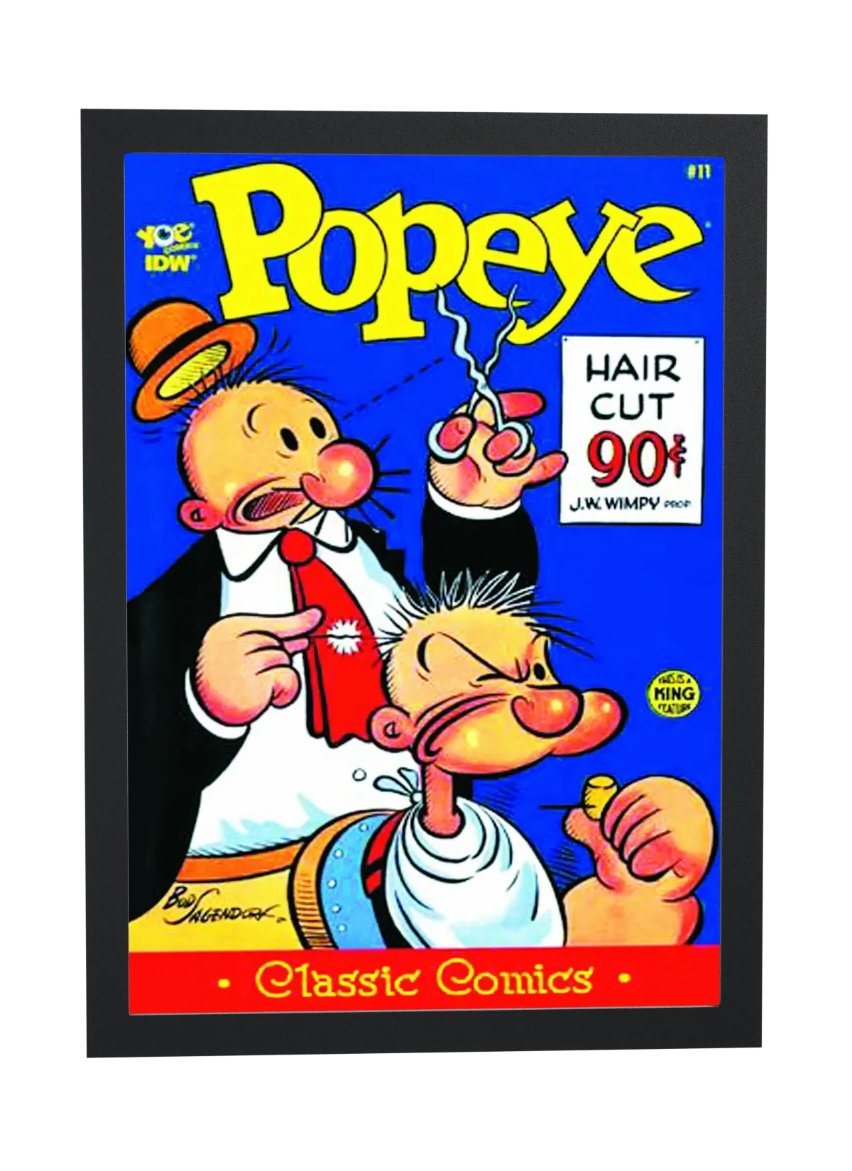 Pôster Popeye no corte de cabelo emoldurado