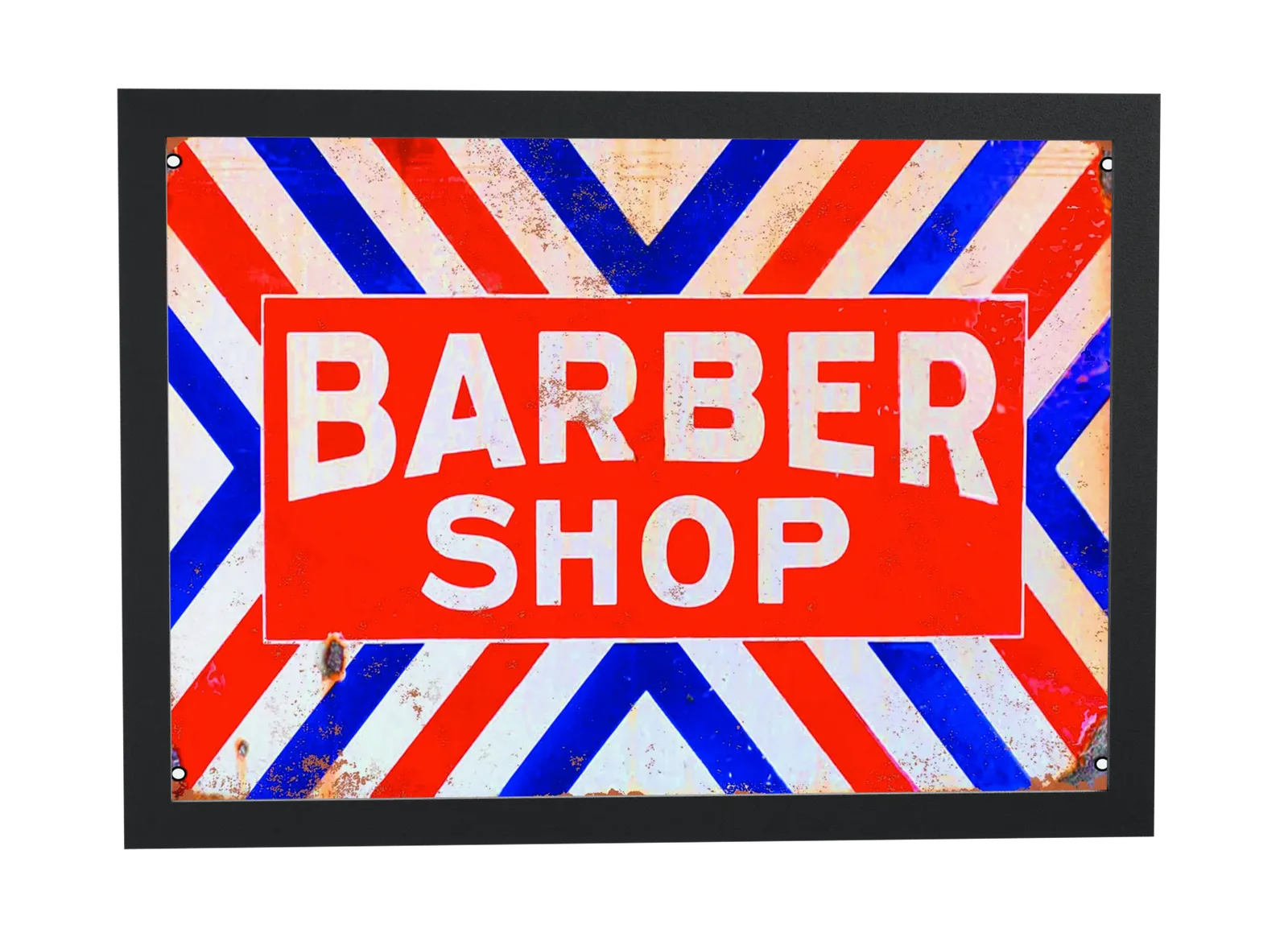 Pôster Placa barber shop enferrujada emoldurado