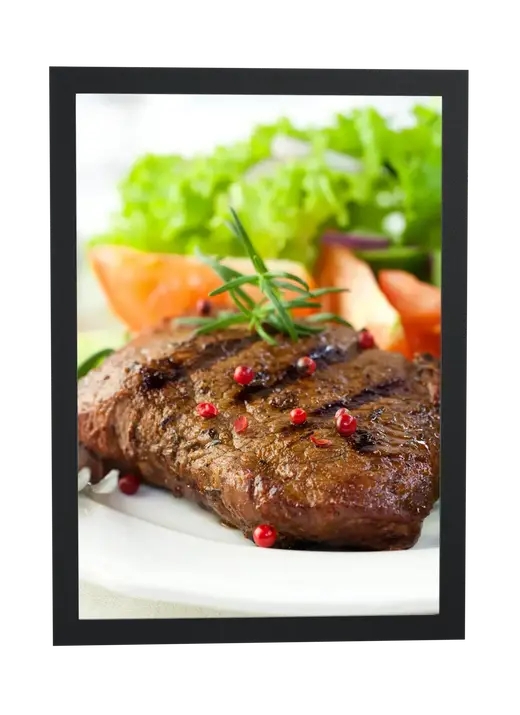 Pôster Bife com alecrim e pimenta-rosa emoldurado
