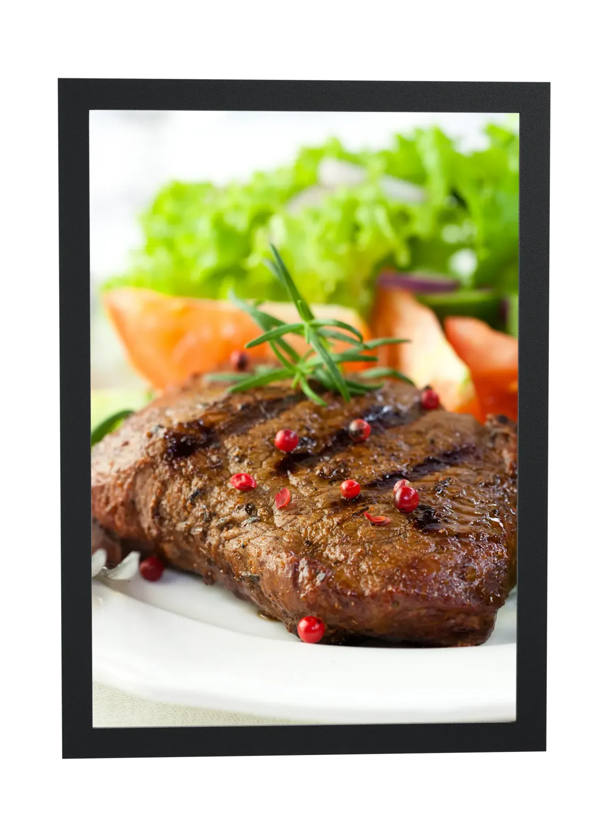 Pôster Bife com alecrim e pimenta-rosa emoldurado