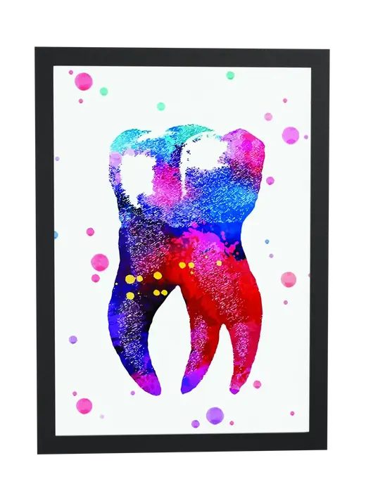 Pôster Molar em azul, roxo e vermelho emoldurado