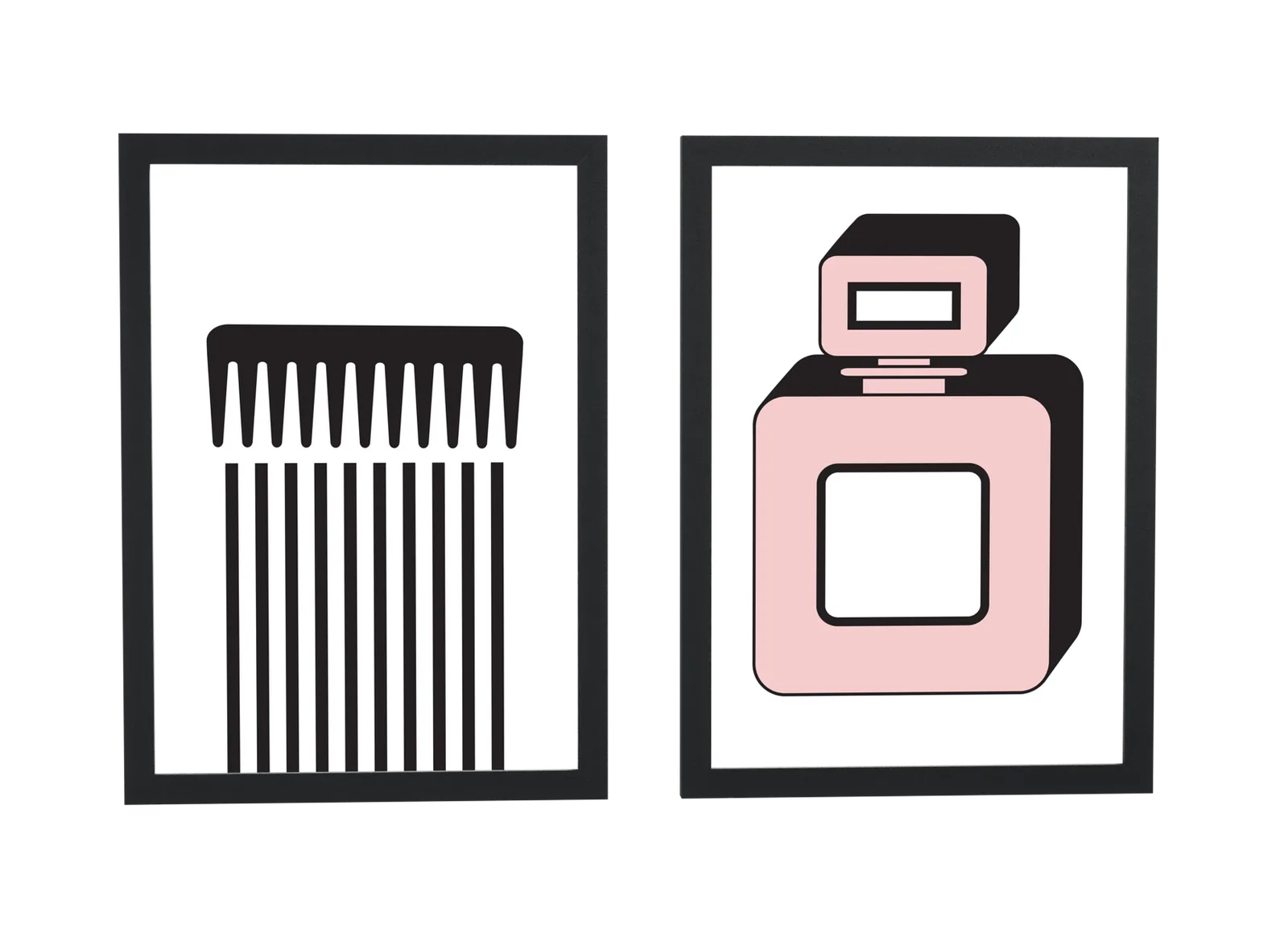 Pôster Dupla de pente e perfume rosa emoldurado