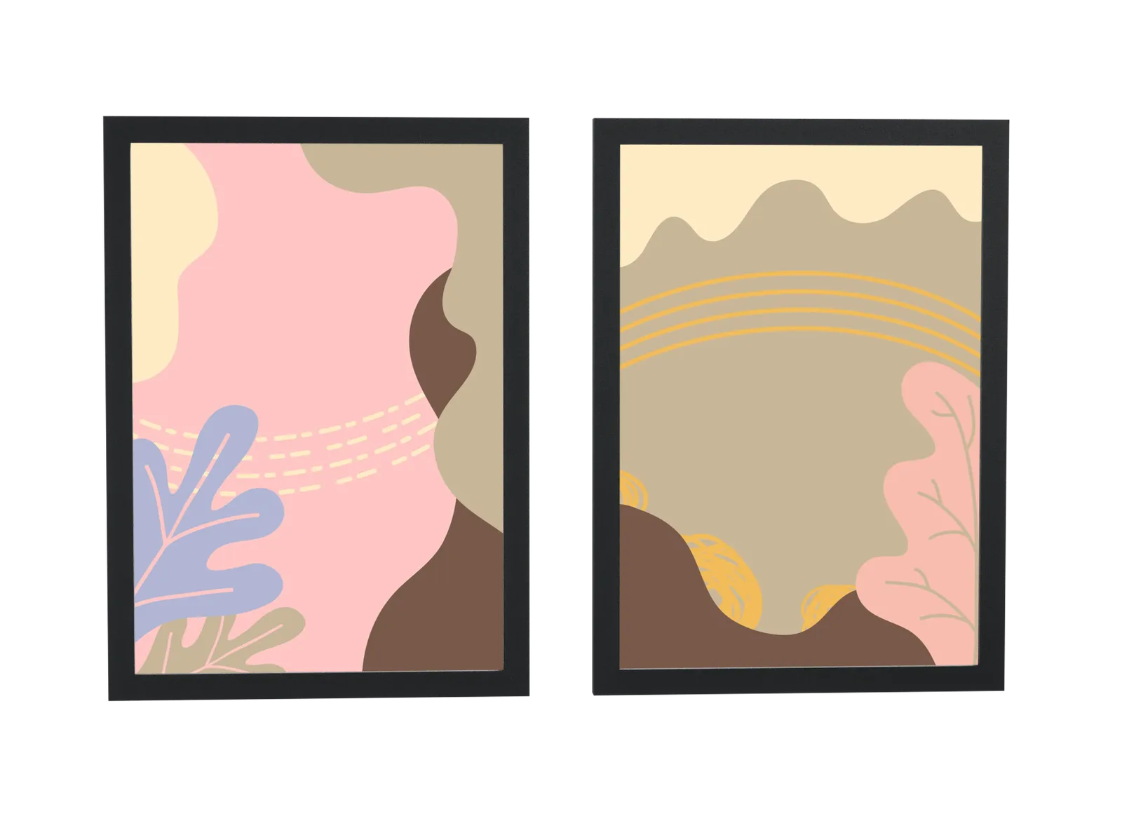 Pôster Dupla abstrata em rosa e tons terrosos emoldurado